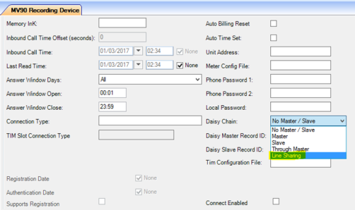 Loation of line sharing on the MV90 recording device dialog.